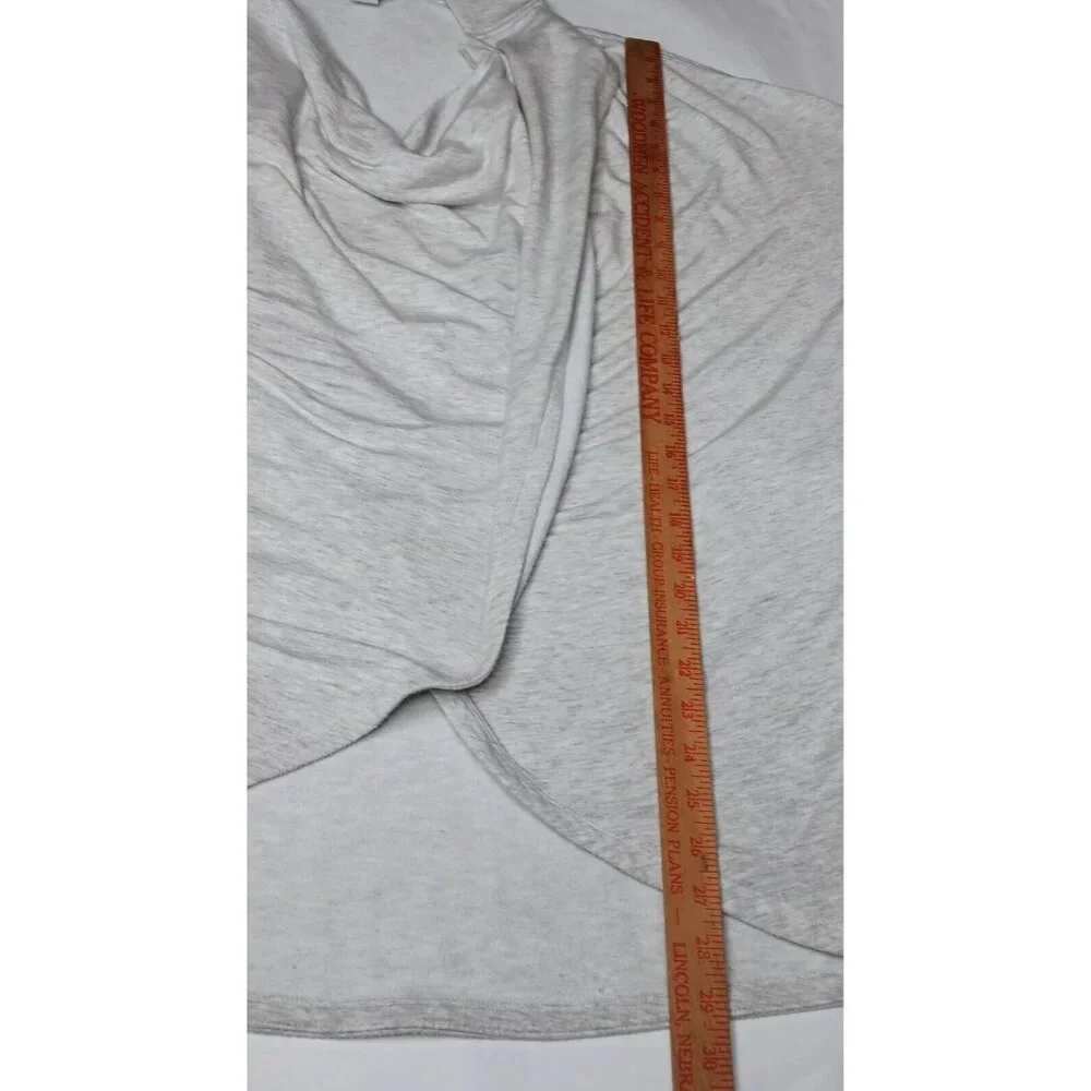 Athleta Womens Large Purana Wrap Sweatshirt Gray Heather Ribbed Long Sleeve Top - Picture 6 of 15